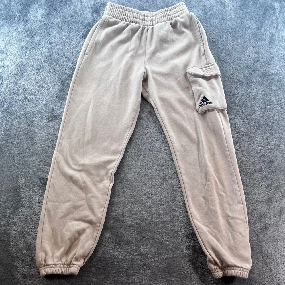 Adidas Kids Regular Fit Cargo Joggers Beige Tan Sweatpants Medium 10/12